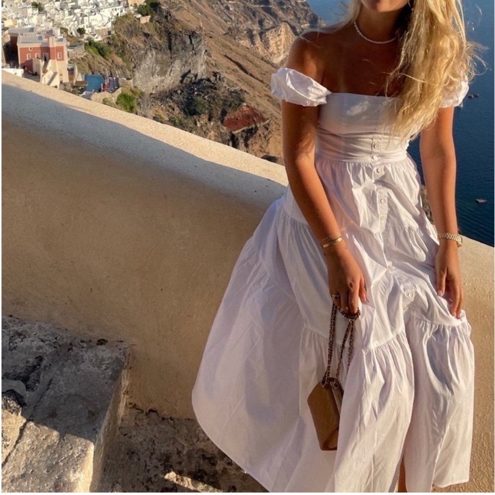 Staud White Elio Midi Dress, SIZE 6 1657